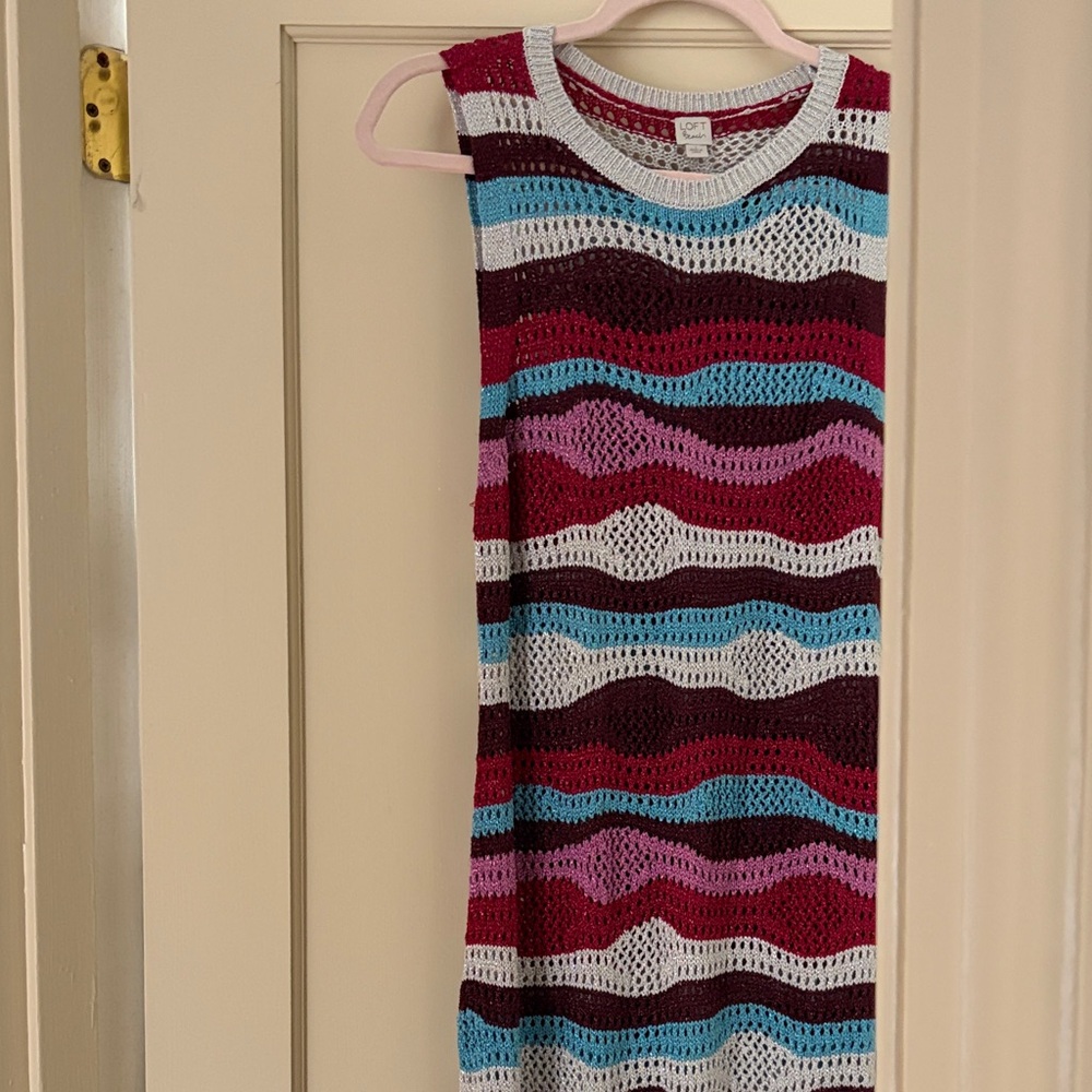NWOT Striped Crochet Knit Tank Maxi Dress - Multicolor
